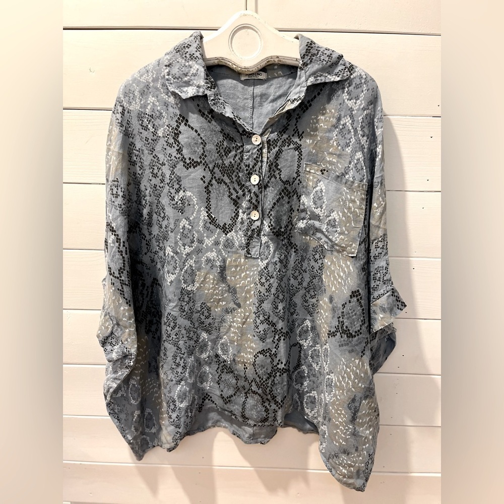 Puro Lino snake print blouse - Made in Italy size 2x•3X